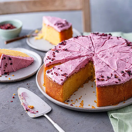 Lemon & Blackcurrant Polenta Cake